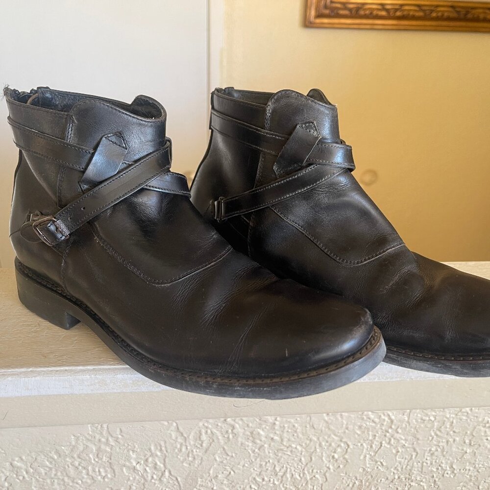 Frye All Leather Zip-up Dress Boots, Vibram Soles, Size 8.5D